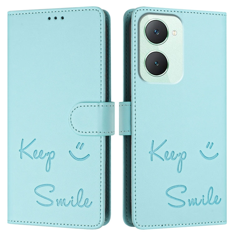 For vivo Y03 4G Global Smile Embossing RFID Leather Phone Case