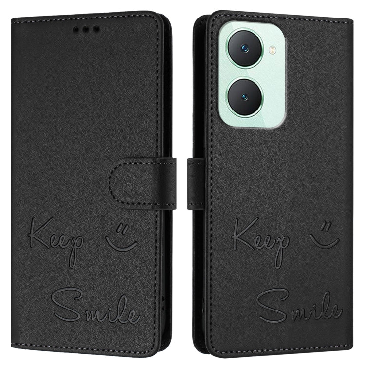 For vivo Y03 4G Global Smile Embossing RFID Leather Phone Case