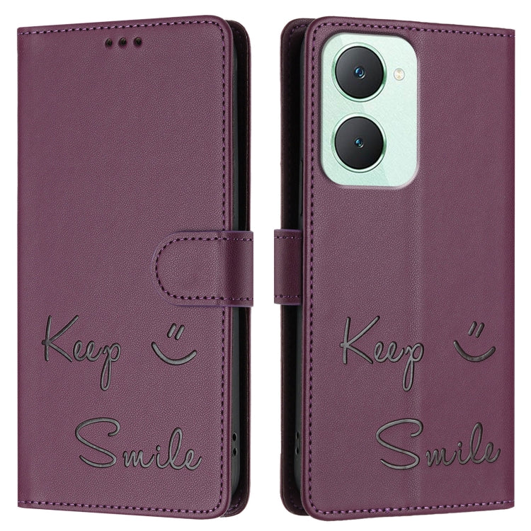 For vivo Y03 4G Global Smile Embossing RFID Leather Phone Case