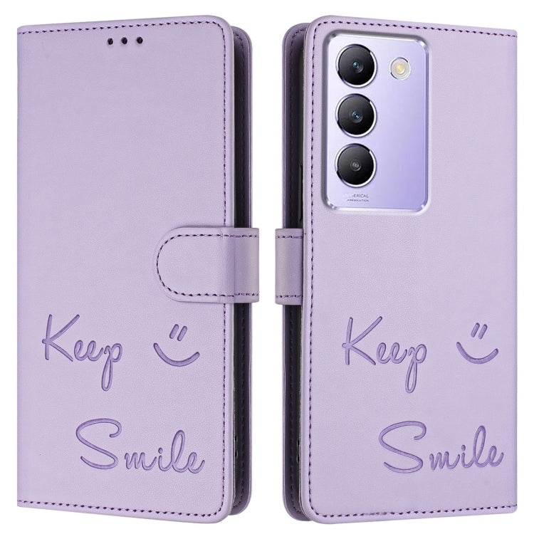 For vivo Y100 5G IDN Smile Embossing RFID Leather Phone Case