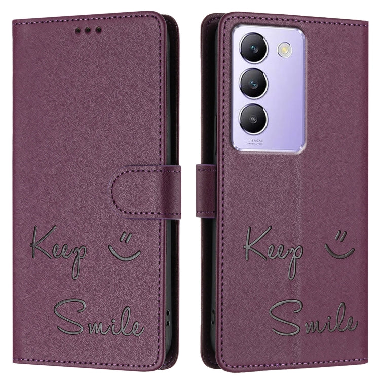 For vivo Y200E 5G Global Smile Embossing RFID Leather Phone Case