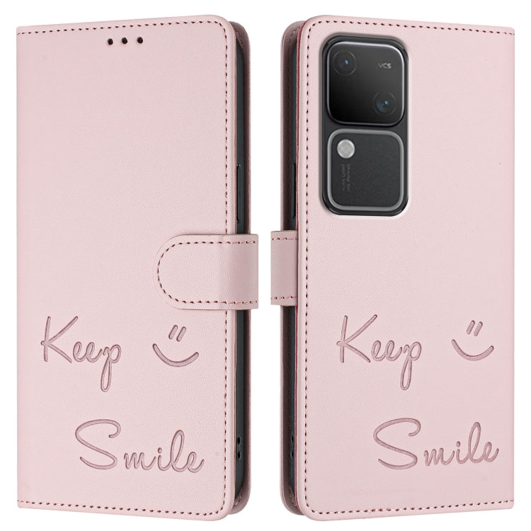 For vivo V30 Pro 5G Global Smile Embossing RFID Leather Phone Case