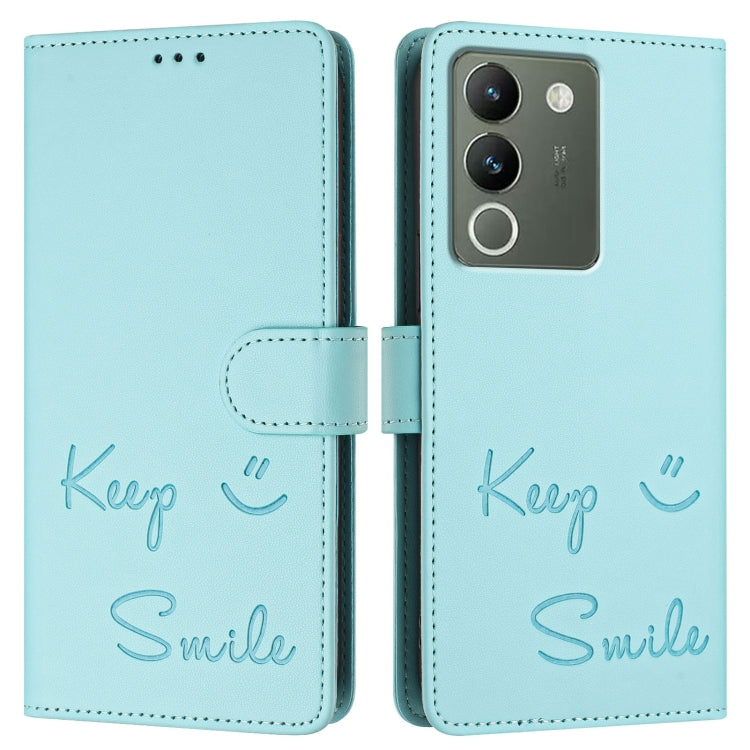 For vivo Y200 5G Global Smile Embossing RFID Leather Phone Case