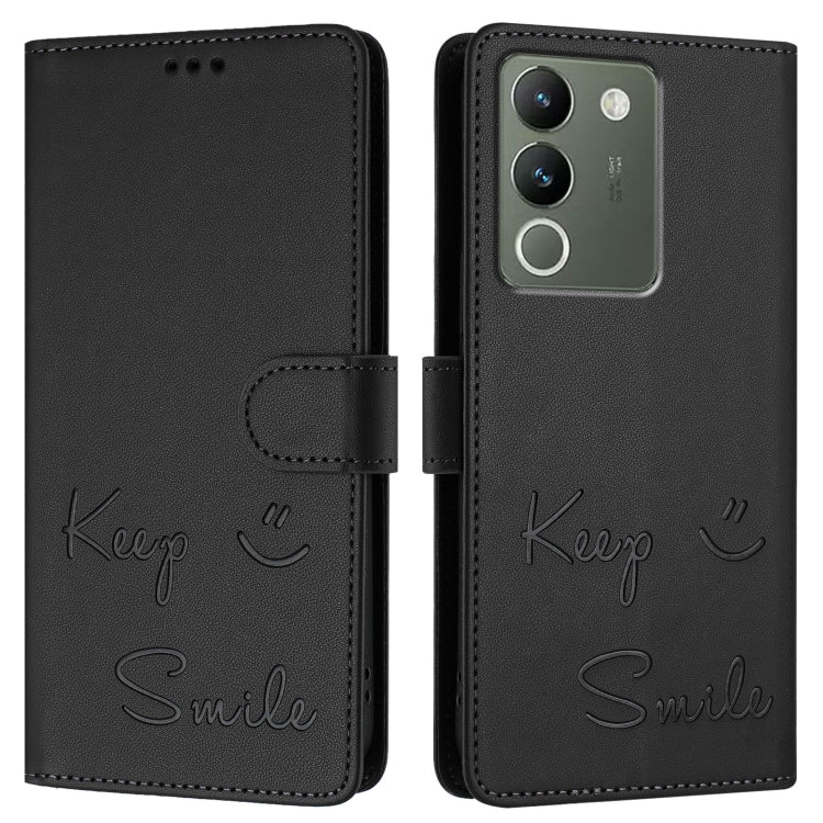 For vivo V30 Lite 5G Global Smile Embossing RFID Leather Phone Case