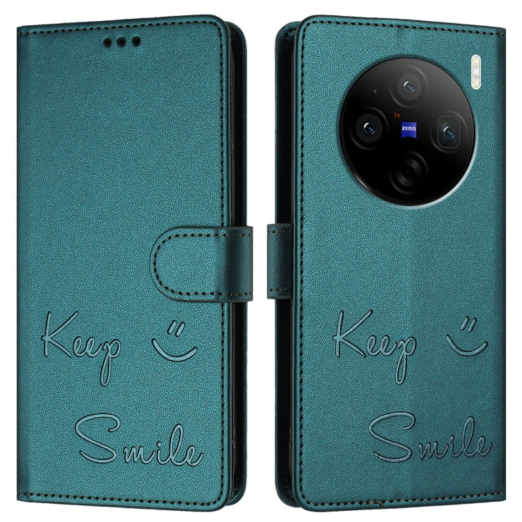 For vivo X100 Pro 5G Smile Embossing RFID Leather Phone Case