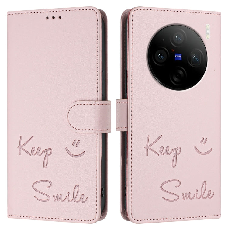 For vivo X100 Smile Embossing RFID Leather Phone Case
