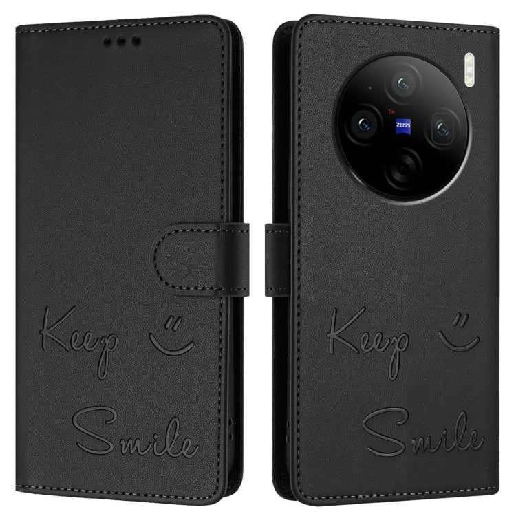 For vivo X100 Smile Embossing RFID Leather Phone Case