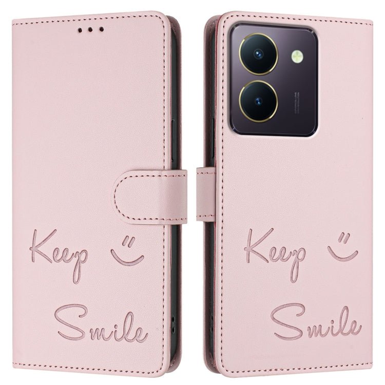 For vivo Y27S 4G Global Smile Embossing RFID Leather Phone Case