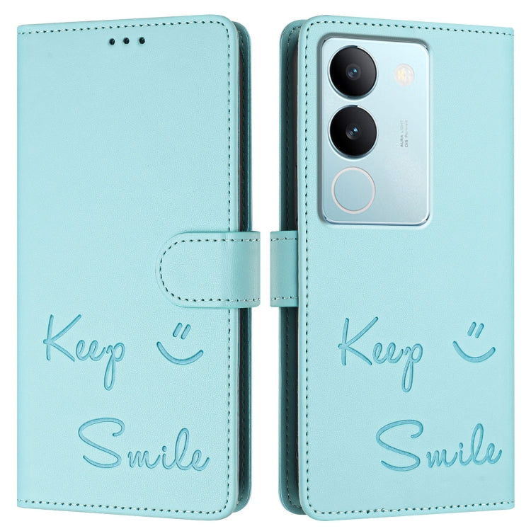 For vivo V29 5G Global / V29 Pro Smile Embossing RFID Leather Phone Case