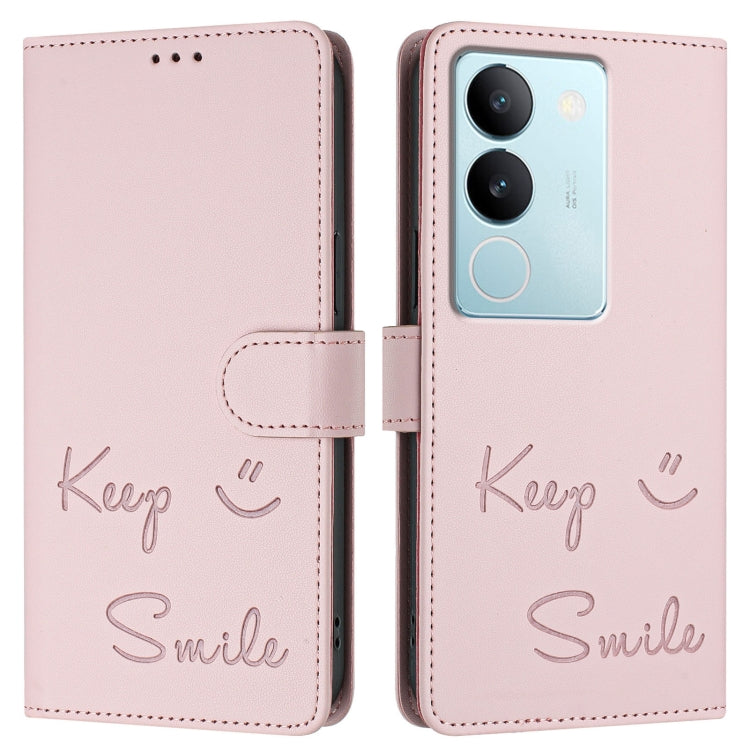 For vivo V29 5G Global / V29 Pro Smile Embossing RFID Leather Phone Case