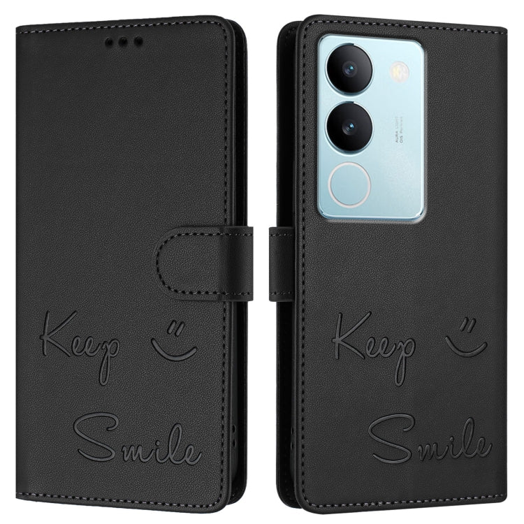 For vivo V29 5G Global / V29 Pro Smile Embossing RFID Leather Phone Case