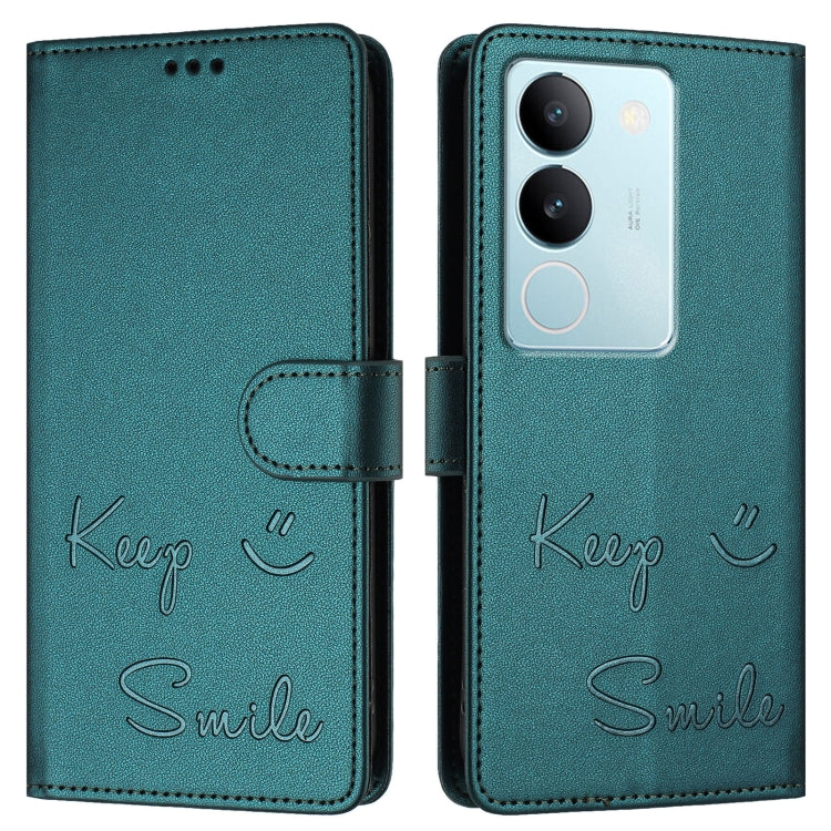 For vivo V29 5G Global / V29 Pro Smile Embossing RFID Leather Phone Case