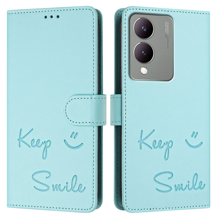 For vivo Y17S 4G Global Smile Embossing RFID Leather Phone Case