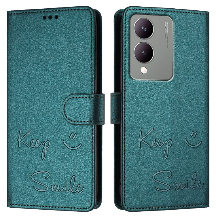 For vivo Y17S 4G Global Smile Embossing RFID Leather Phone Case