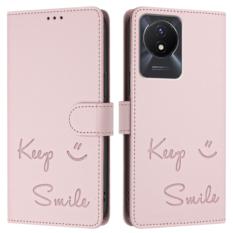 For vivo Y02A 4G / Y02 4G Smile Embossing RFID Leather Phone Case