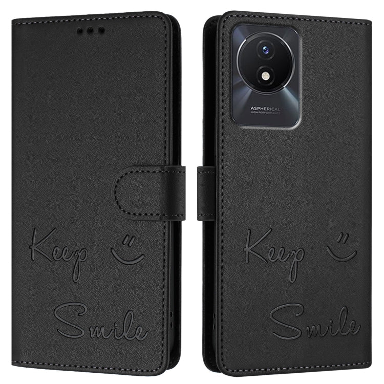 For vivo Y02A 4G / Y02 4G Smile Embossing RFID Leather Phone Case
