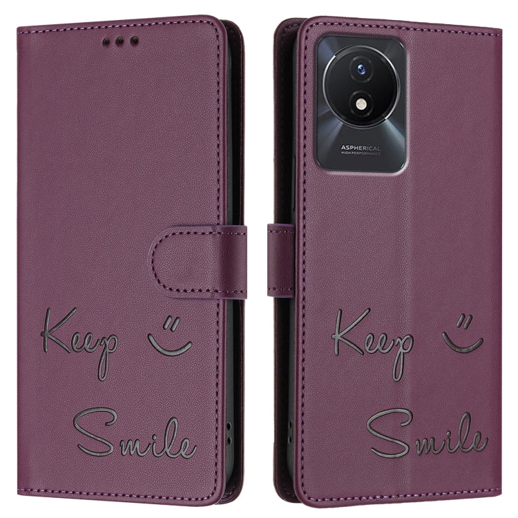 For vivo Y02A 4G / Y02 4G Smile Embossing RFID Leather Phone Case