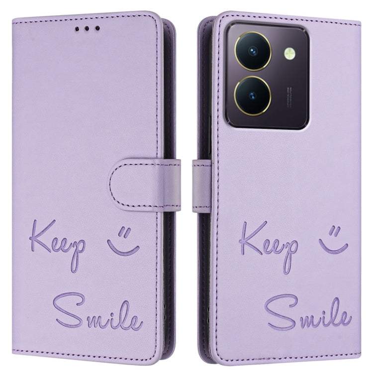 For vivo Y36 4G India Smile Embossing RFID Leather Phone Case