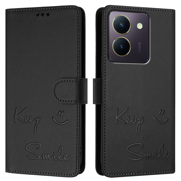 For vivo Y36 4G Global Smile Embossing RFID Leather Phone Case