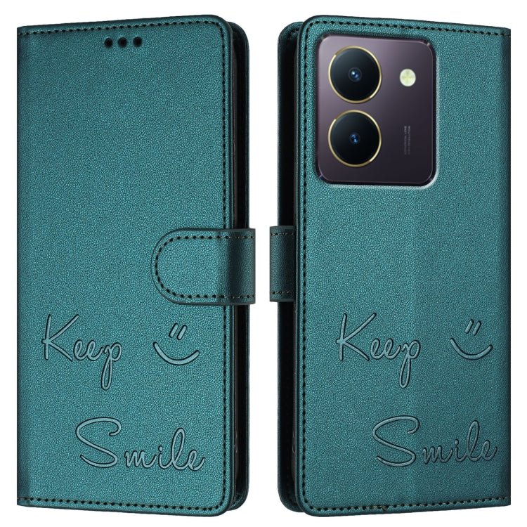 For vivo Y36 4G Global Smile Embossing RFID Leather Phone Case