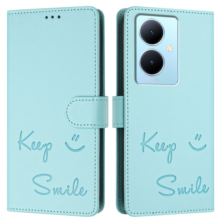 For vivo Y78+ 5G Global Smile Embossing RFID Leather Phone Case
