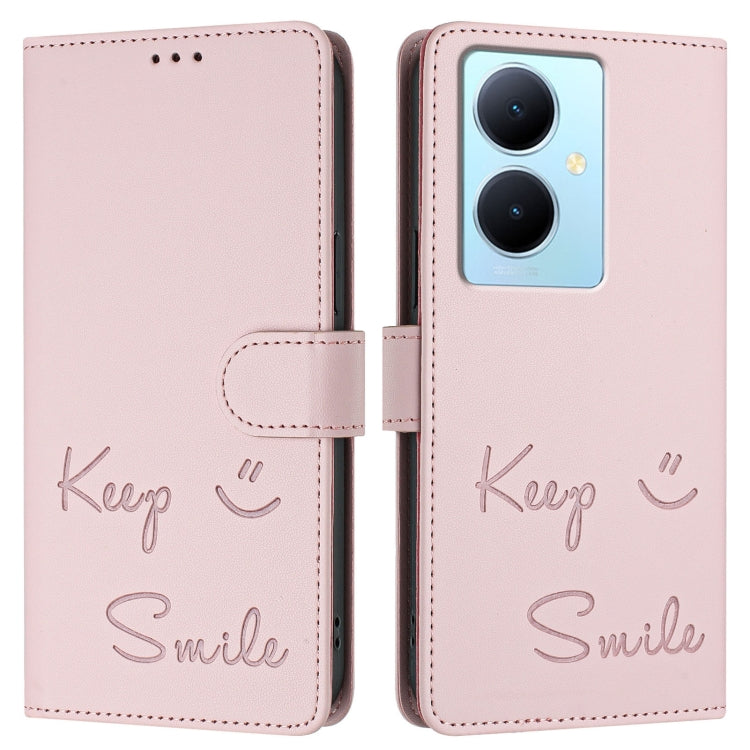 For vivo Y78+ 5G Global Smile Embossing RFID Leather Phone Case