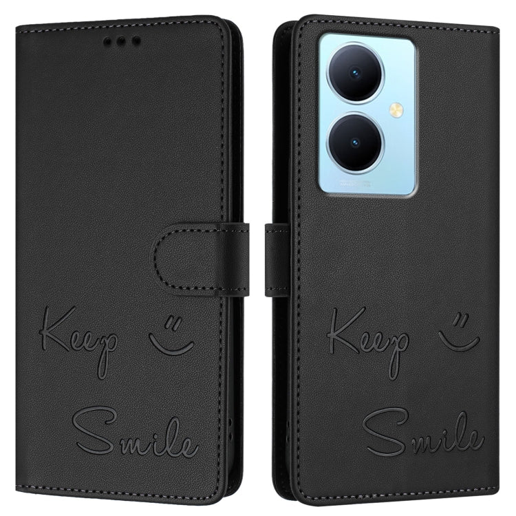 For vivo Y78+ 5G Global Smile Embossing RFID Leather Phone Case
