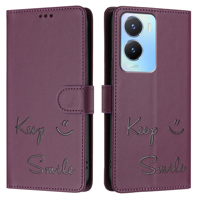 For vivo Y16 4G Global Smile Embossing RFID Leather Phone Case