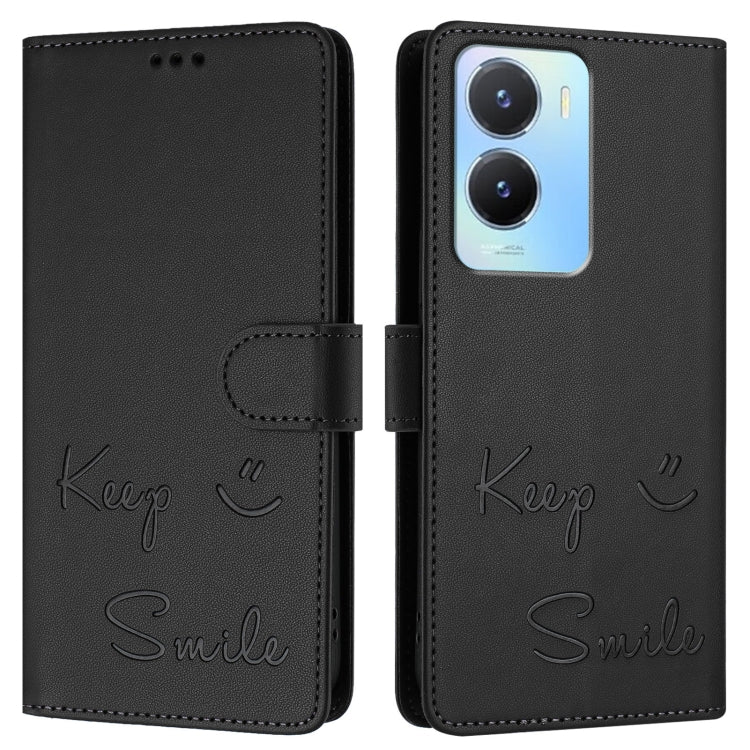 For vivo Y02S 4G Global Smile Embossing RFID Leather Phone Case