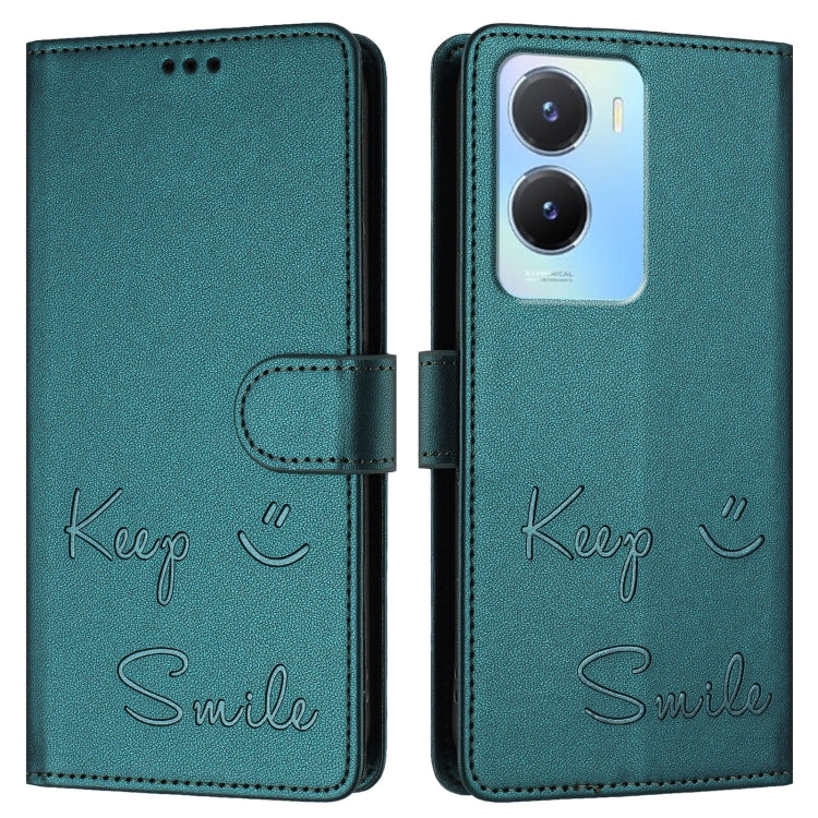 For vivo Y02S 4G Global Smile Embossing RFID Leather Phone Case