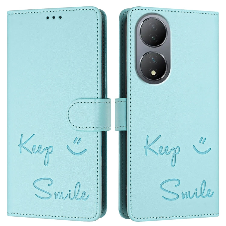 For vivo Y100 5G Global Smile Embossing RFID Leather Phone Case