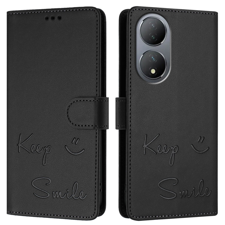 For vivo Y100 5G Global Smile Embossing RFID Leather Phone Case