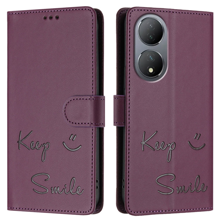 For vivo Y100 5G Global Smile Embossing RFID Leather Phone Case