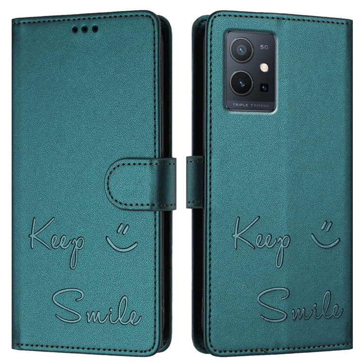 For vivo Y55 5G Global Smile Embossing RFID Leather Phone Case
