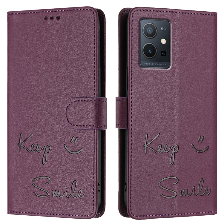 For vivo Y75 5G Global Smile Embossing RFID Leather Phone Case