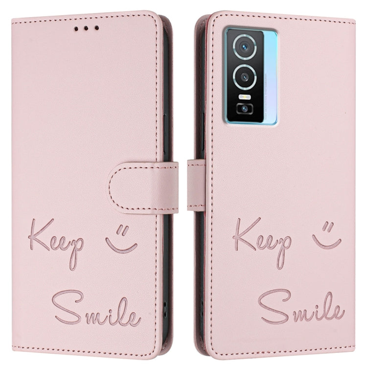 For vivo Y76 5G Smile Embossing RFID Leather Phone Case