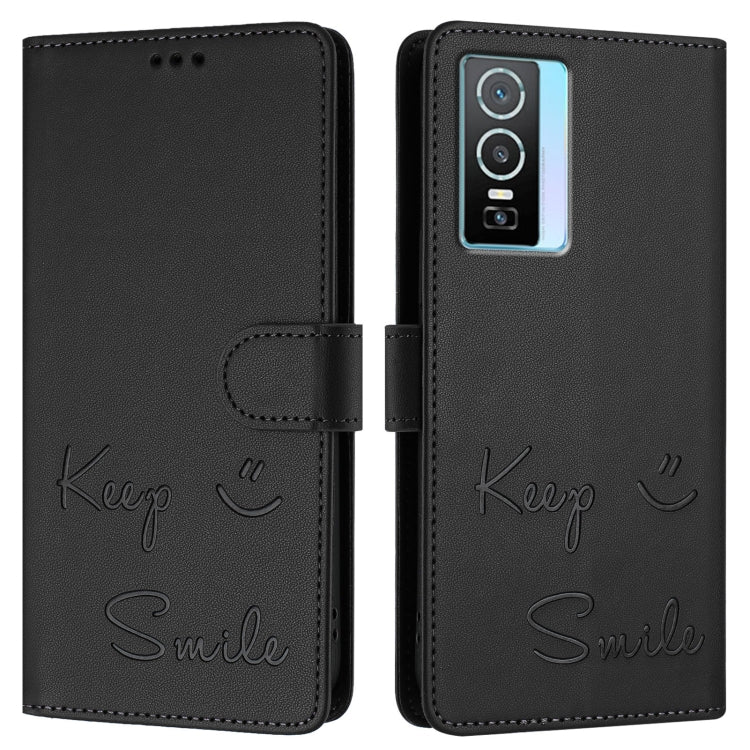 For vivo Y76 5G Smile Embossing RFID Leather Phone Case