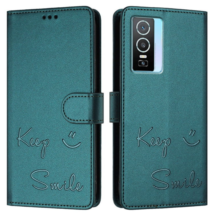 For vivo Y76 5G Smile Embossing RFID Leather Phone Case