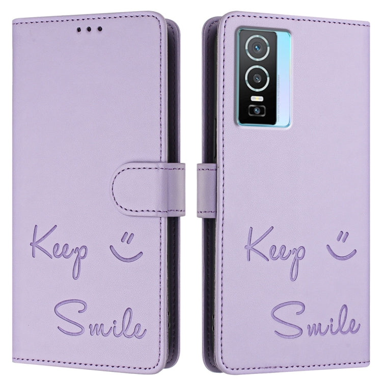 For vivo Y76 5G Smile Embossing RFID Leather Phone Case