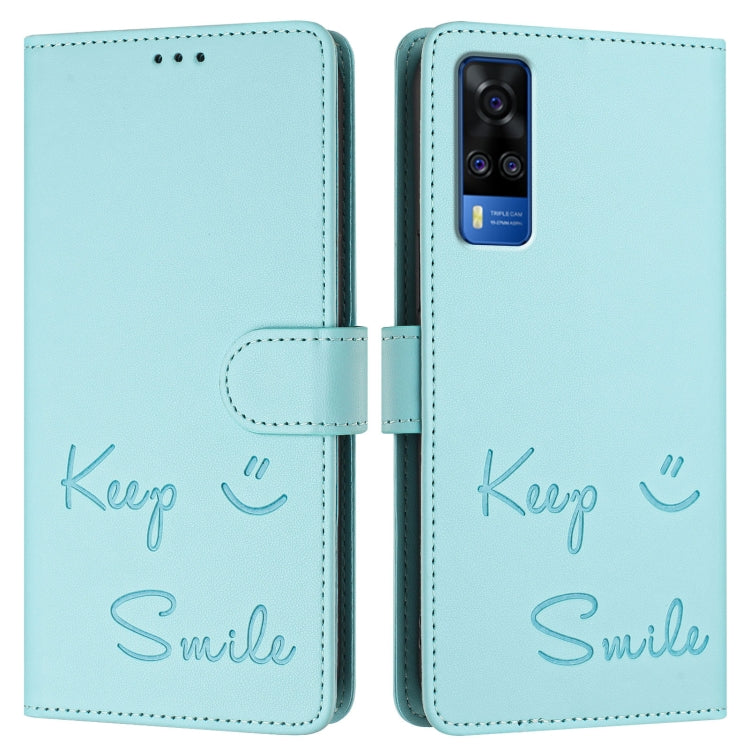 For vivo Y51 2020 India Smile Embossing RFID Leather Phone Case