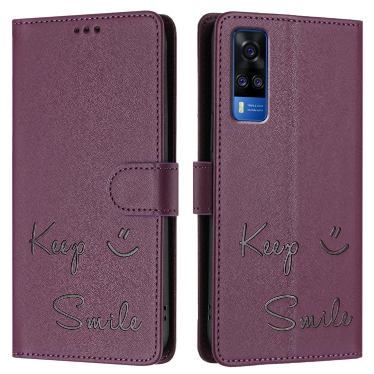For vivo Y51 2020 India Smile Embossing RFID Leather Phone Case