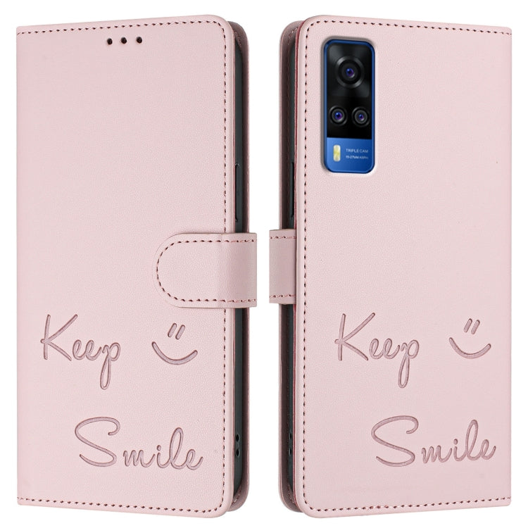 For vivo Y33 4G 2021 Smile Embossing RFID Leather Phone Case