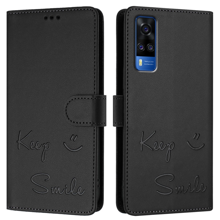 For vivo Y33 4G 2021 Smile Embossing RFID Leather Phone Case