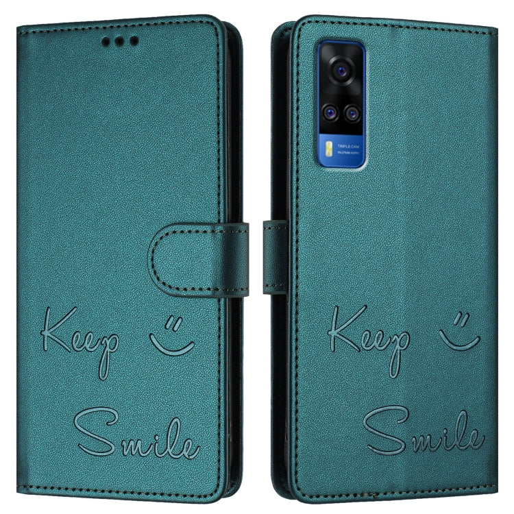 For vivo Y33 4G 2021 Smile Embossing RFID Leather Phone Case