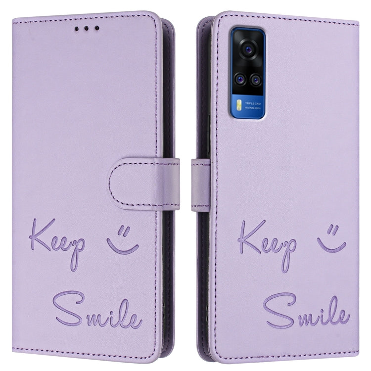 For vivo Y33 4G 2021 Smile Embossing RFID Leather Phone Case