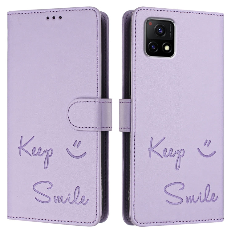 For vivo Y52S 5G / iQOO U3 Smile Embossing RFID Leather Phone Case