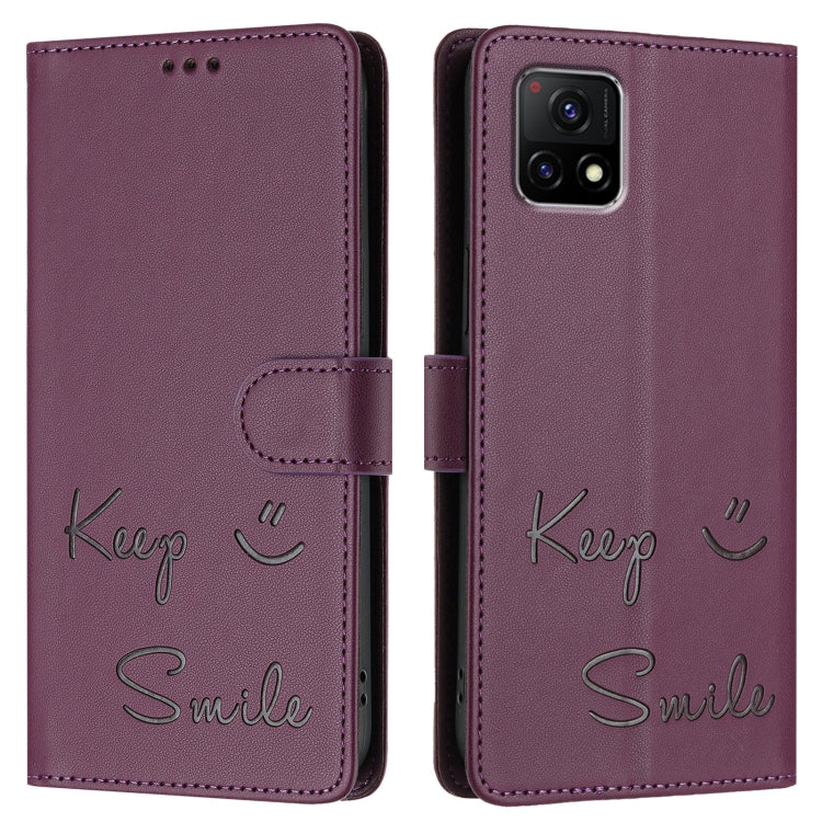 For vivo Y52S 5G / iQOO U3 Smile Embossing RFID Leather Phone Case