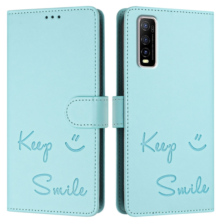 For vivo Y70S Smile Embossing RFID Leather Phone Case