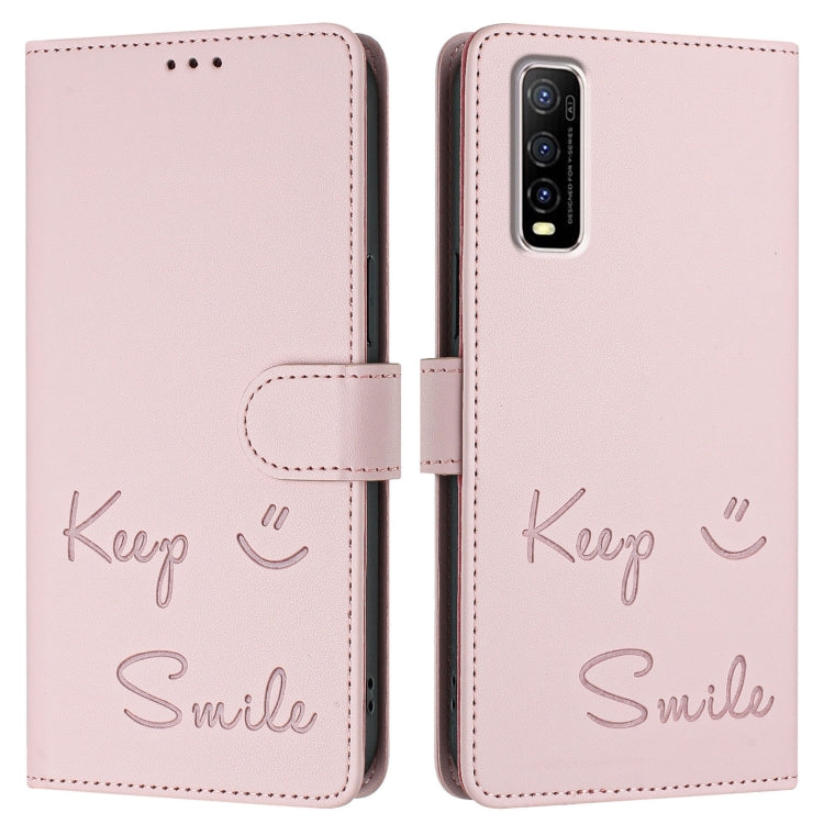 For vivo Y70S Smile Embossing RFID Leather Phone Case