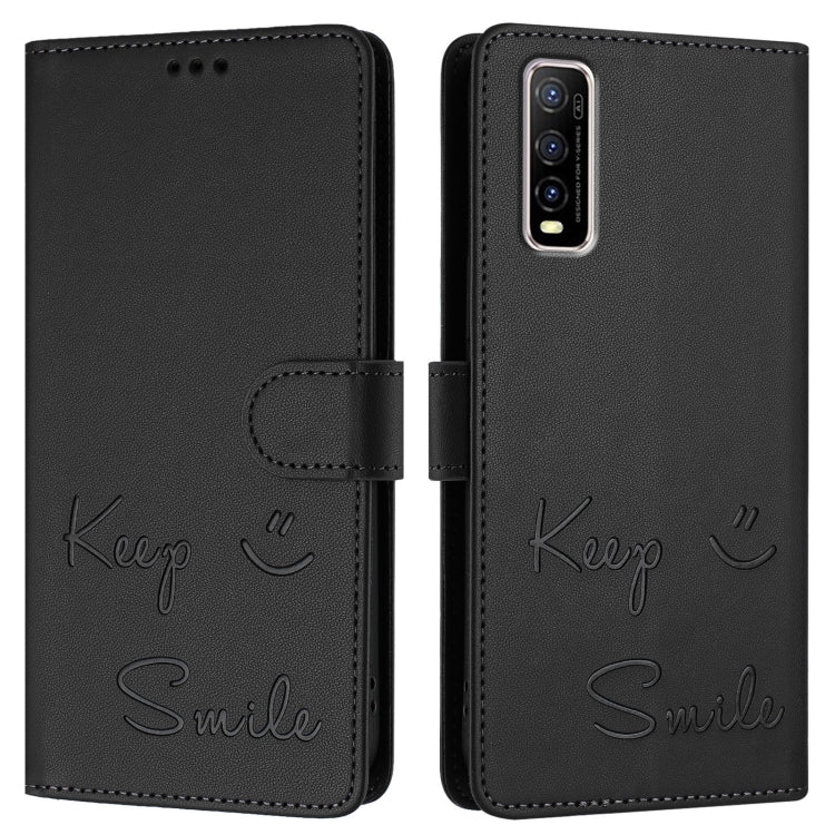 For vivo Y70S Smile Embossing RFID Leather Phone Case